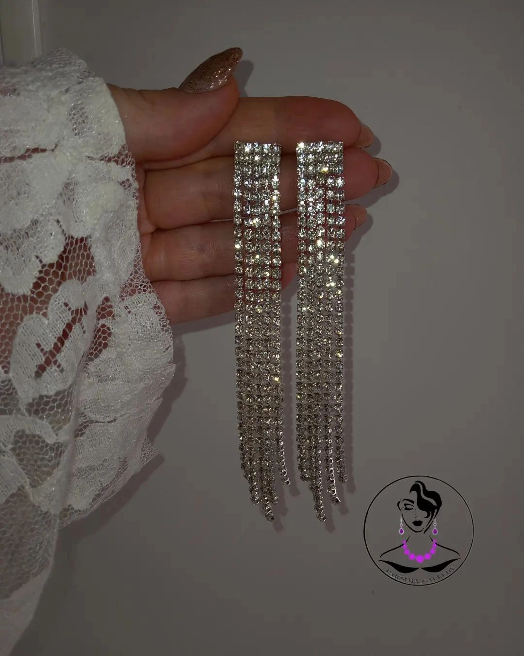 گوشواره مجلسی بلند نگینی