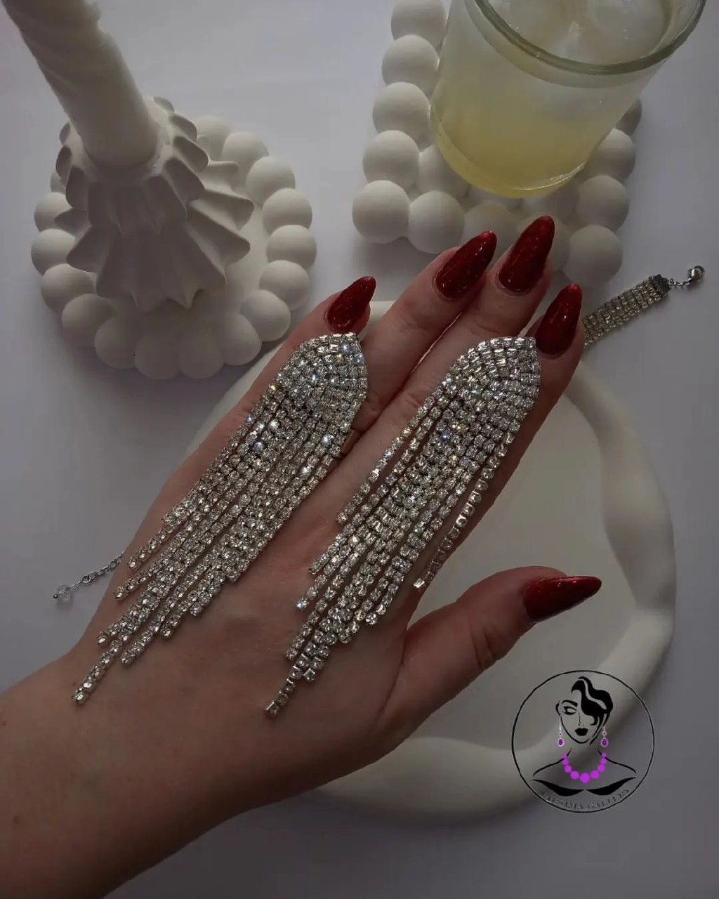 گوشواره مجلسی نگینی بلند