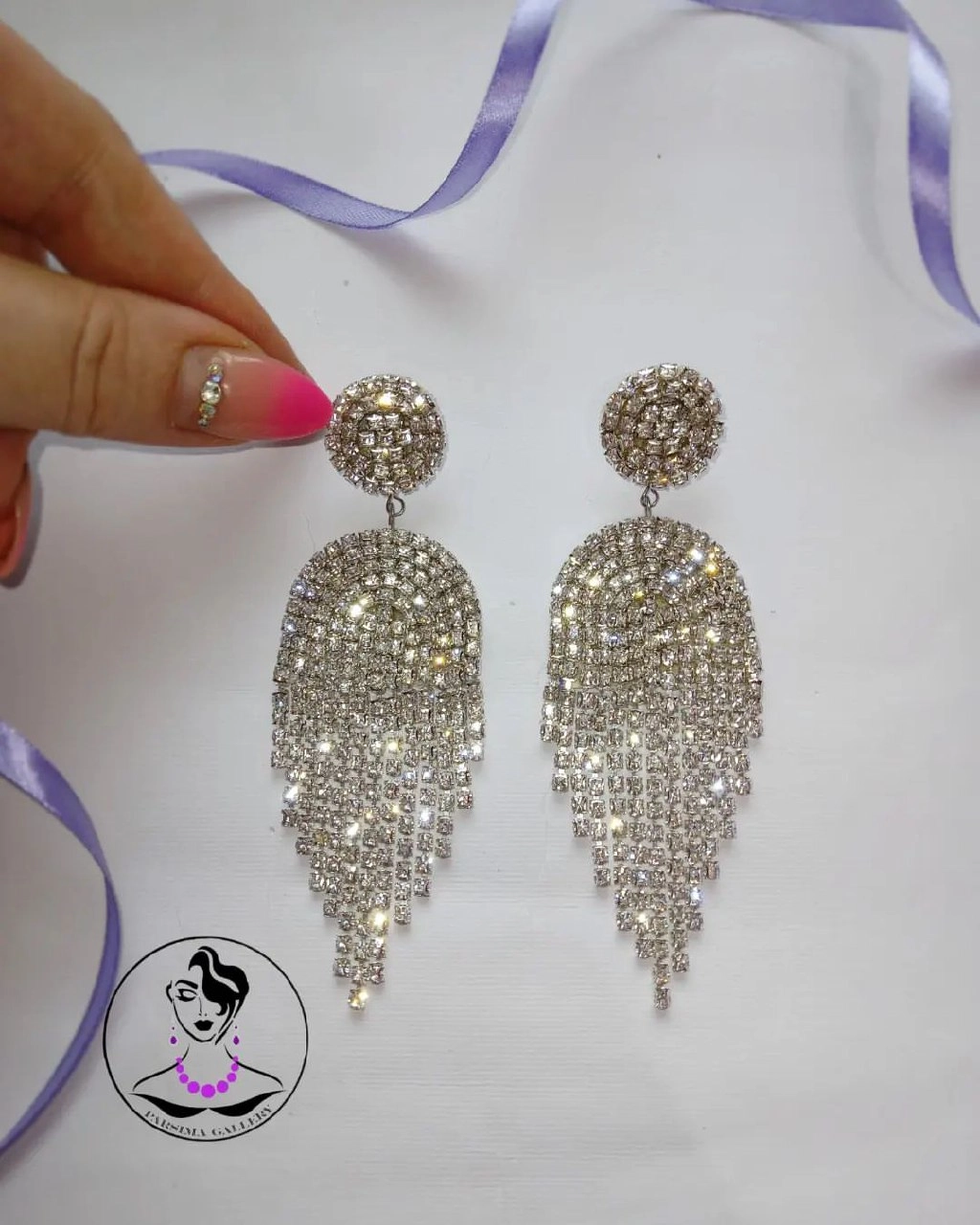 گوشواره مجلسی نگینی بلند