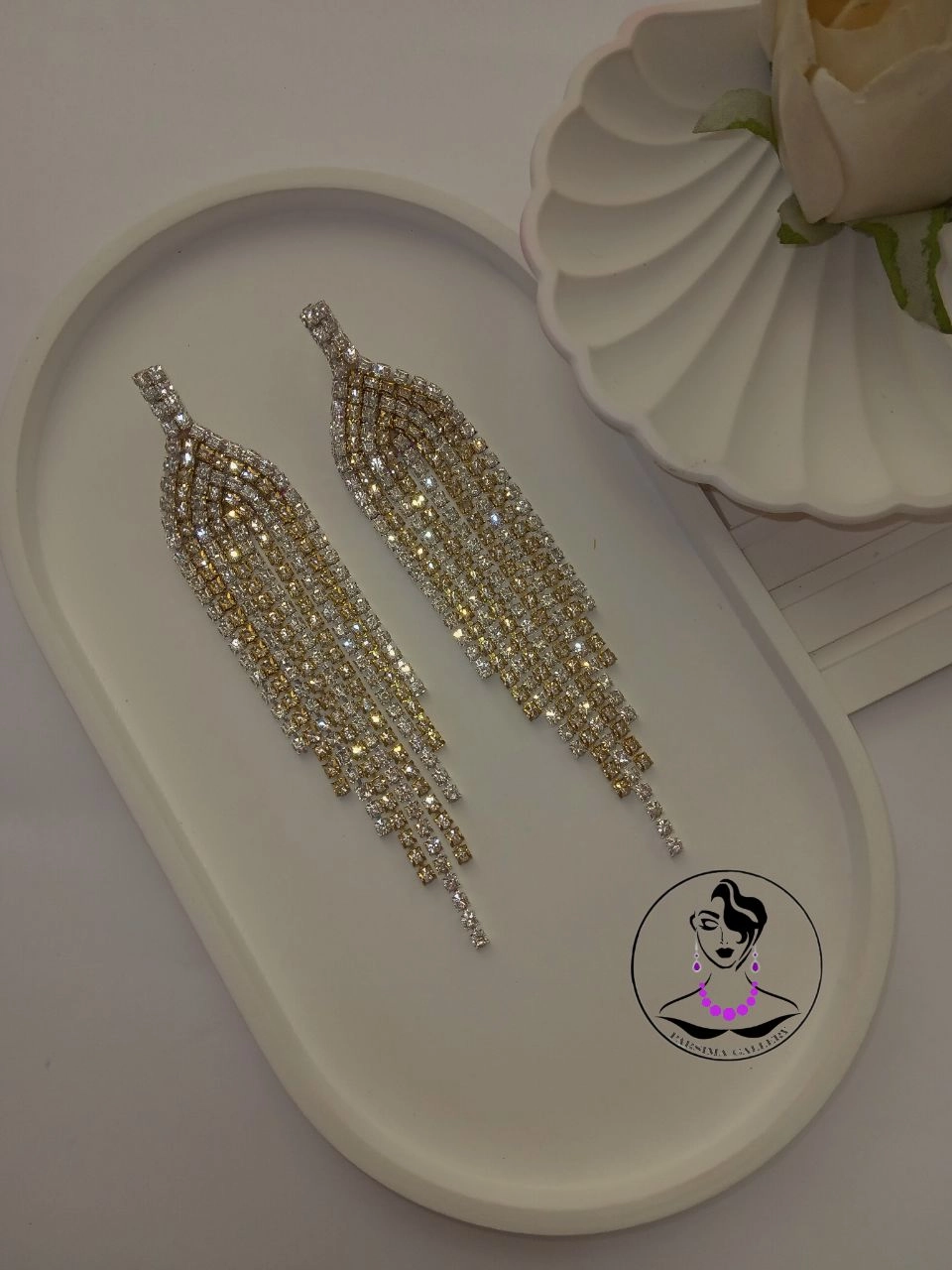 گوشواره مجلسی نگین دار بلند