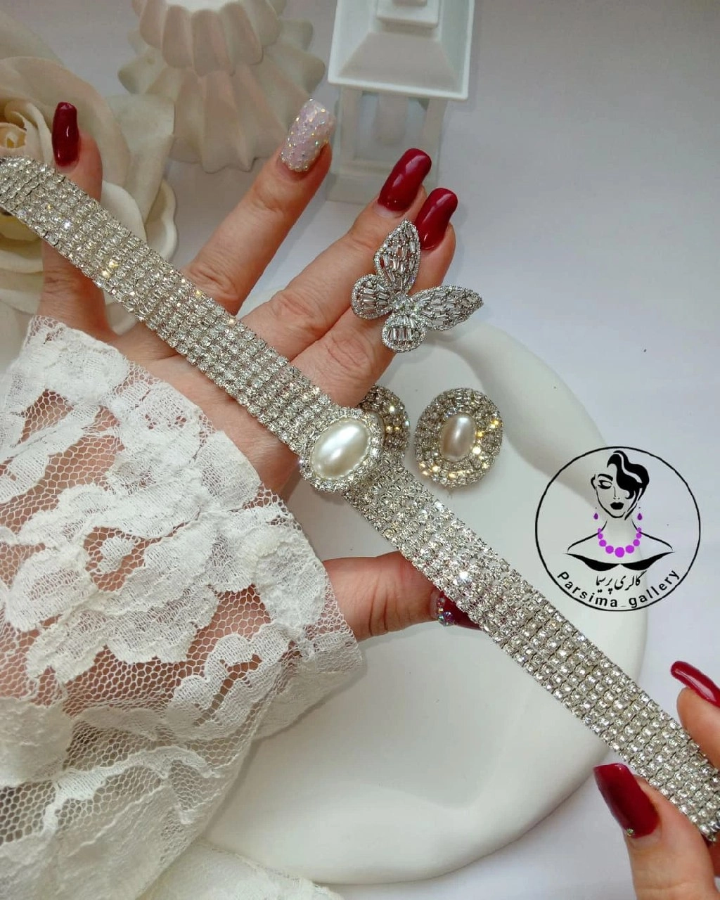 گردنبند نگینی مرواریدی
