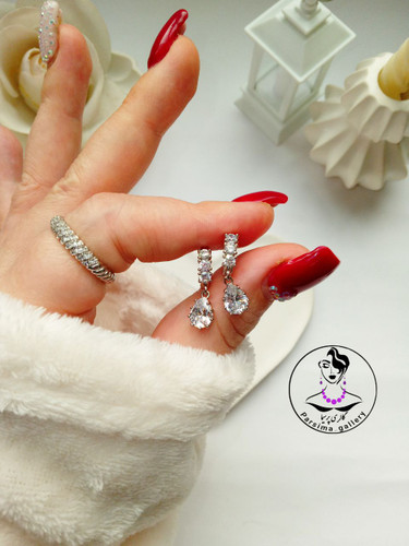 گوشواره جواهری رنگ ثابت