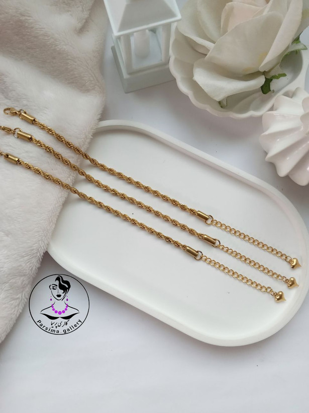 دستبند طنابی استیل طلایی