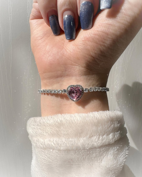 دستبند قلب صورتی