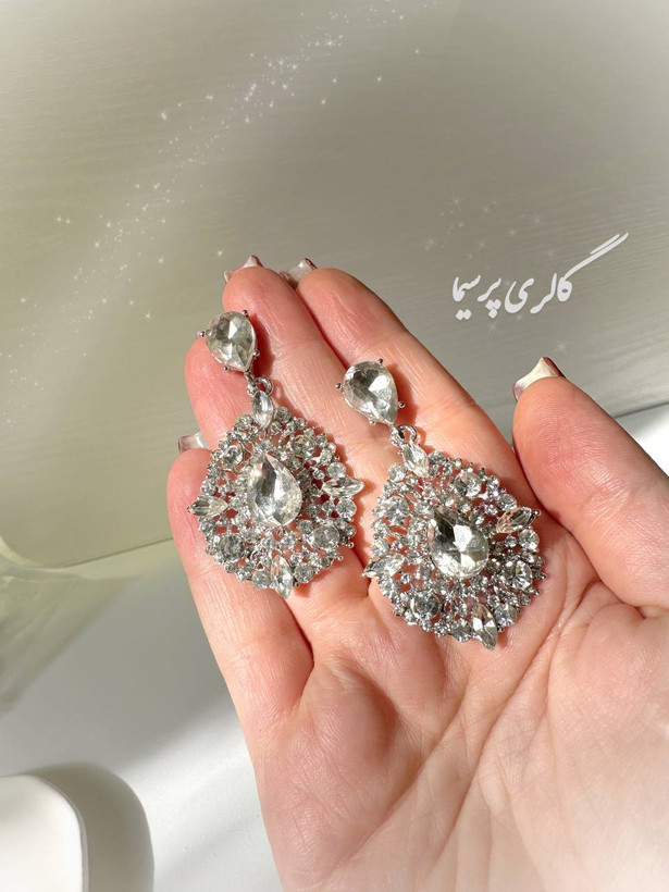 گوشواره جواهری نقره ای