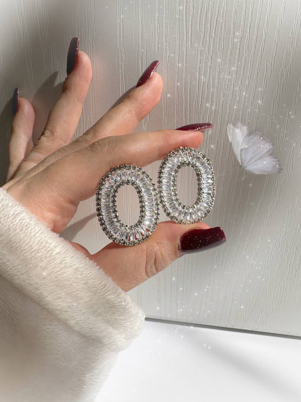 گوشواره جواهری بیضی