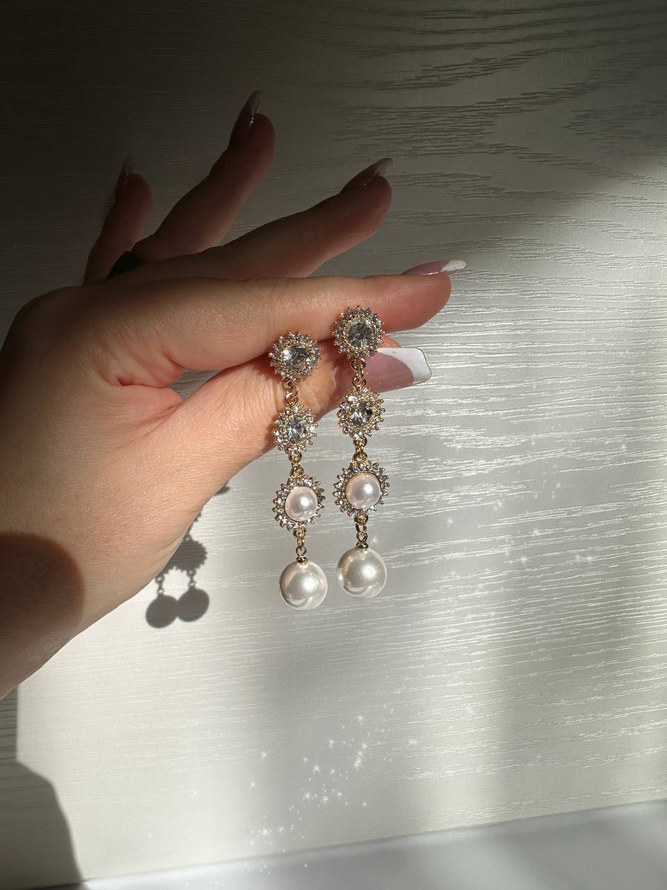 گوشواره مرواریدی بلند طلایی