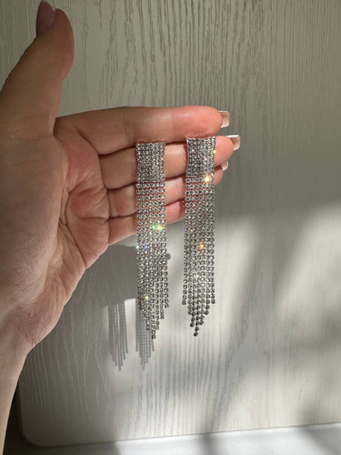 گوشواره مجلسی بلند نگینی